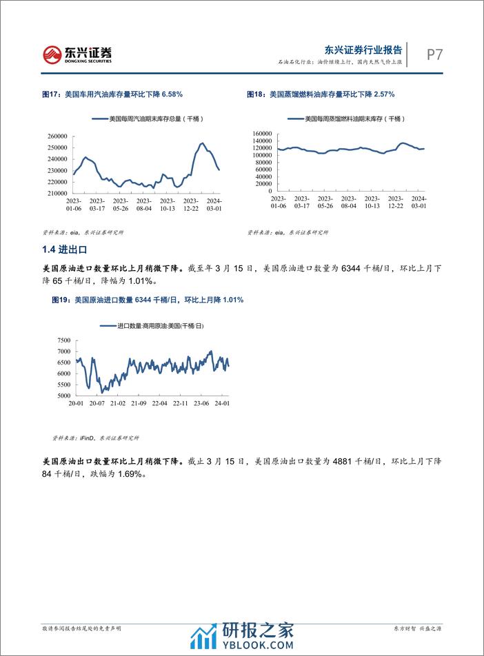 石油石化行业报告：油价继续上行，国内天然气价上涨-240328-东兴证券-14页 - 第7页预览图