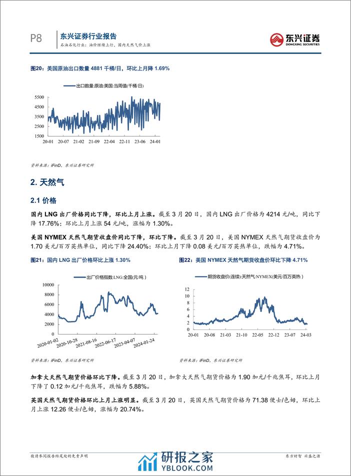 石油石化行业报告：油价继续上行，国内天然气价上涨-240328-东兴证券-14页 - 第8页预览图