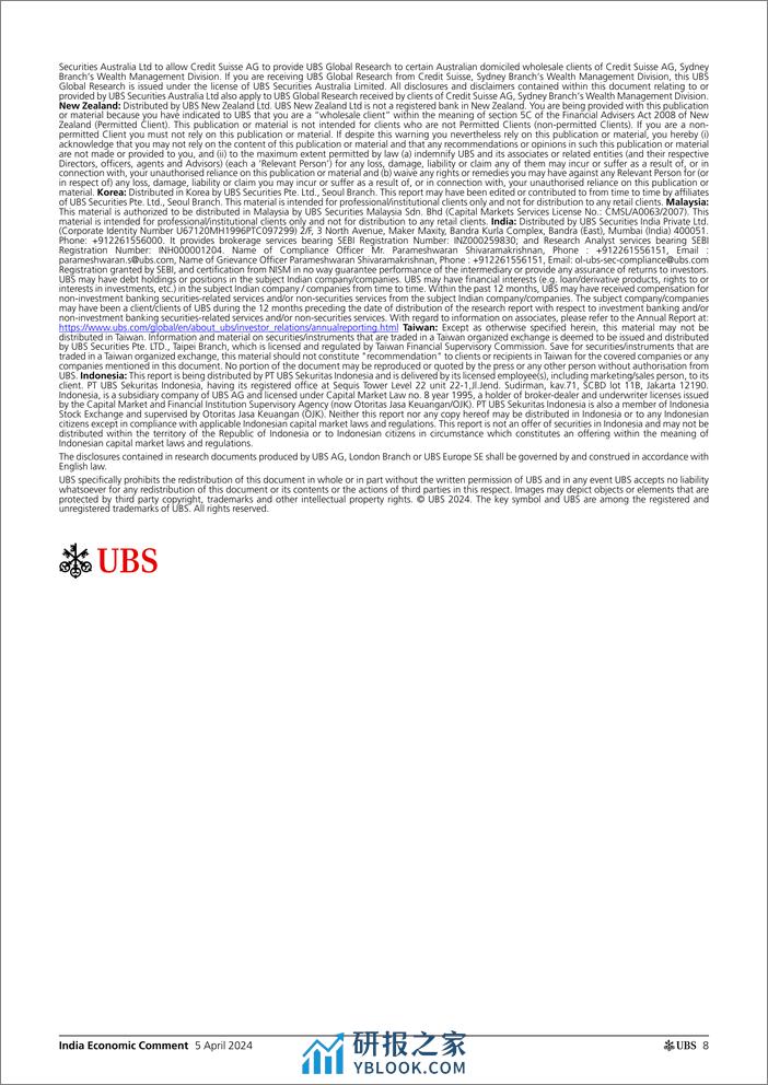 UBS Economics-India Economic Comment _Status quo on rates and policy stanc...-107416689 - 第8页预览图