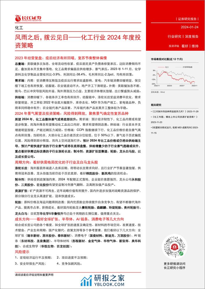 长江证券：化工行业2024年度投资策略：风雨之后，拨云见日 - 第3页预览图