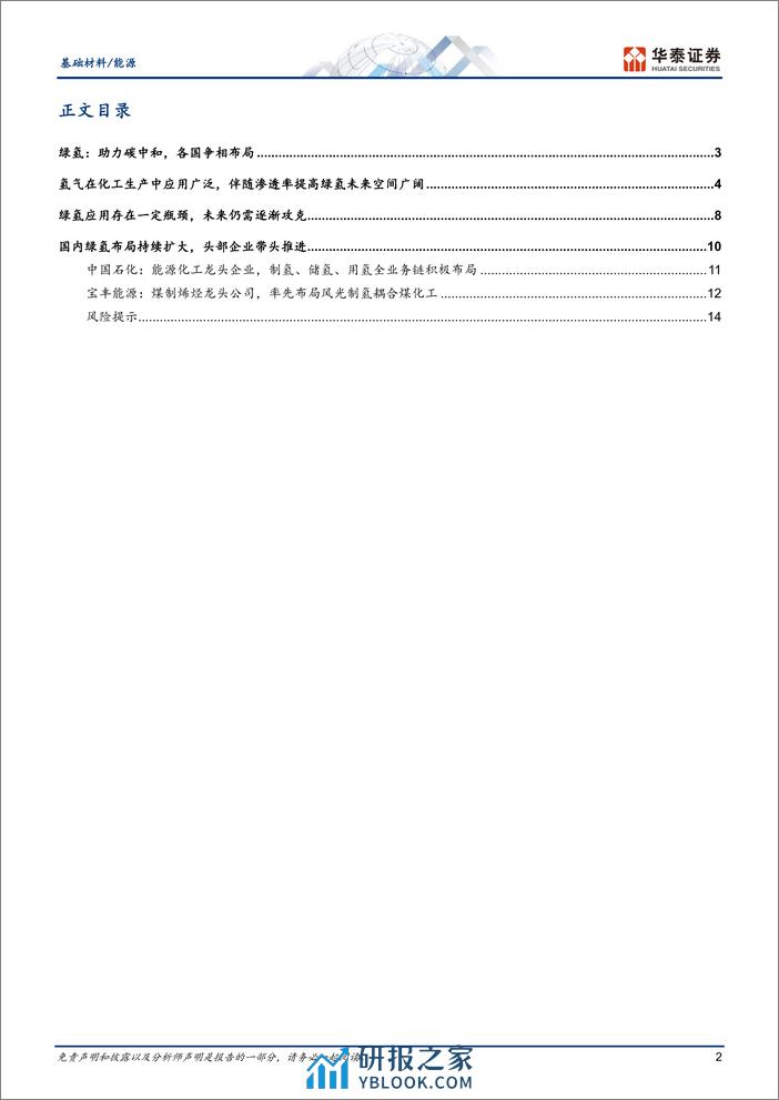 绿氢：化工重要血液，未来空间广阔 - 第2页预览图