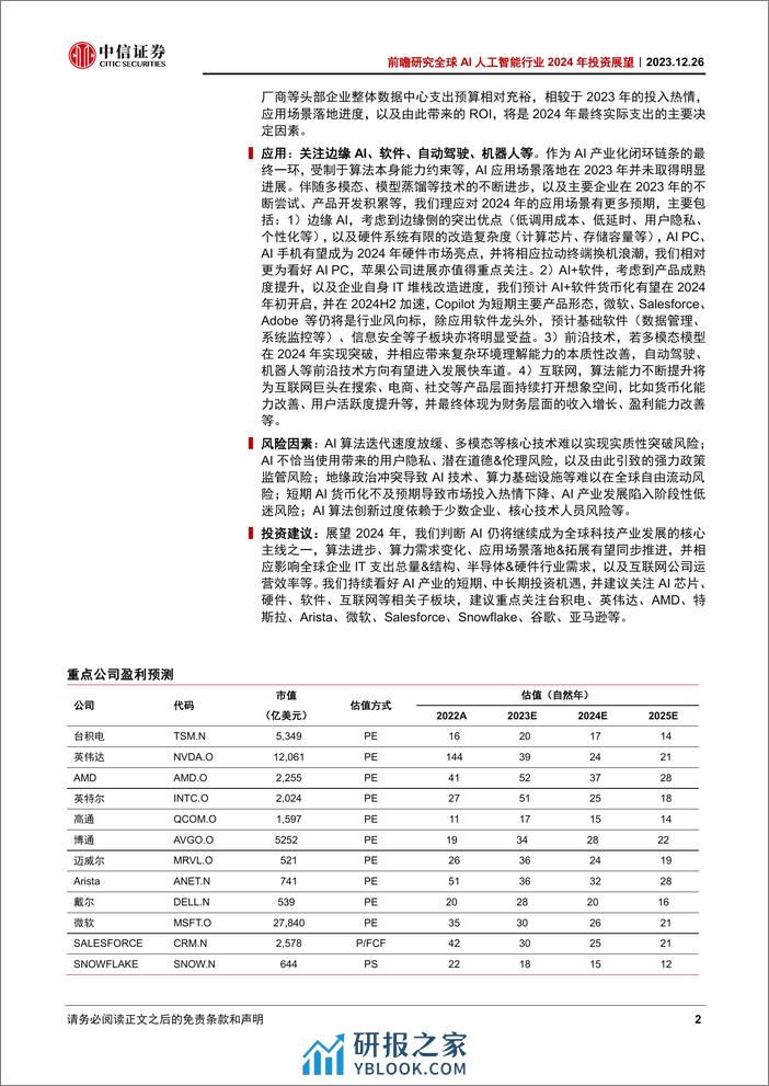 中信证券：2024年投资展望：算法进步+应用落地，商业闭环逐步形成 - 第2页预览图