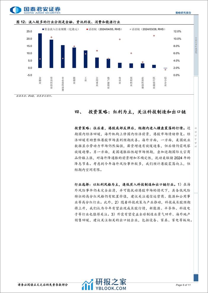 策略研究报告：港股红利为主，关注科技制造与出口链-240408-国泰君安-11页 - 第6页预览图