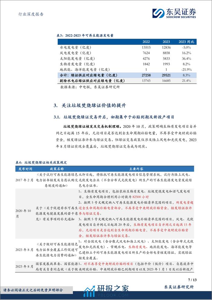 环保行业深度报告-固废专题1——电网排放因子更新+能耗考核趋严-关注垃圾焚烧绿证价值提升-东吴证券 - 第7页预览图