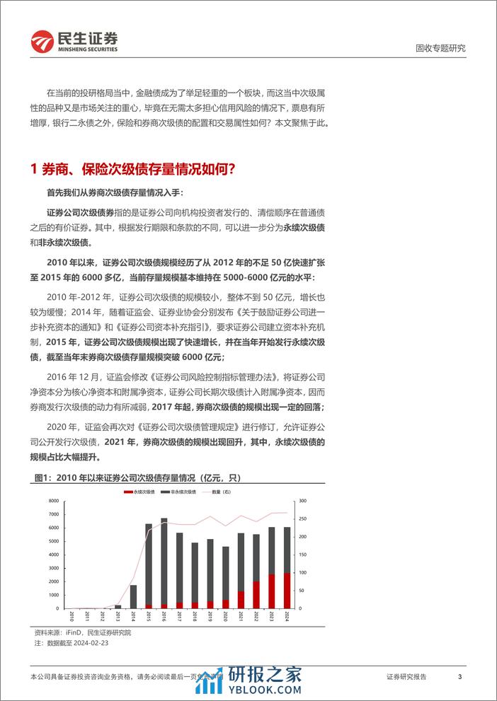 金融债研究：多维度聚焦：券商、保险次级债-20240228-民生证券-21页 - 第3页预览图